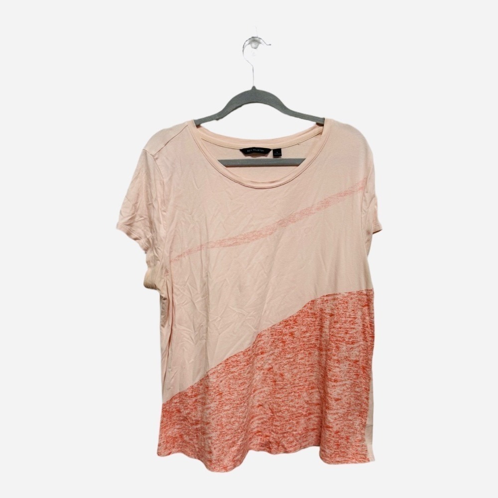 H by Halston Pink Cotton Blend Geometric Short Sleeve TShirt Sizd Large